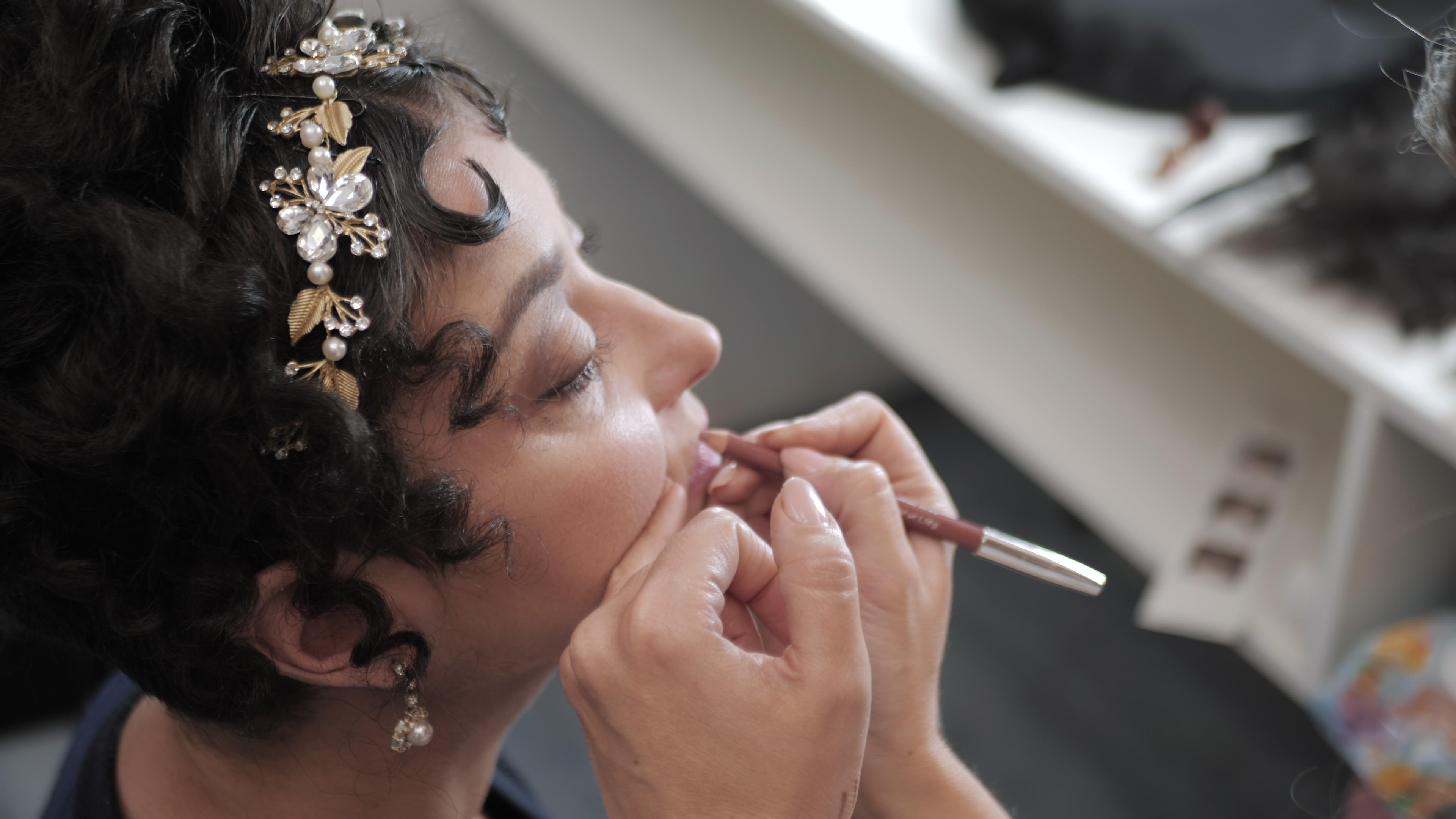 Bridal makeup preparation at Lumora Belle Beauty, Loughborough